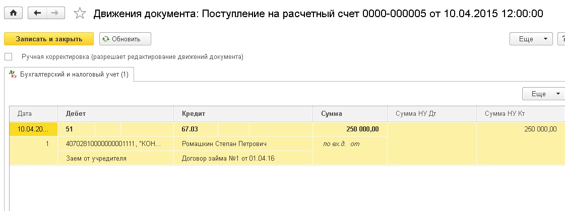 Беспроцентный займ от физлица юрлицу