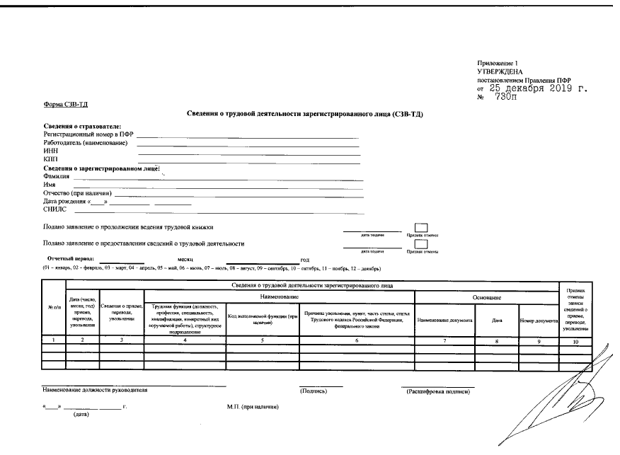 ПФР утвердил форму отчета СЗВ-ТД